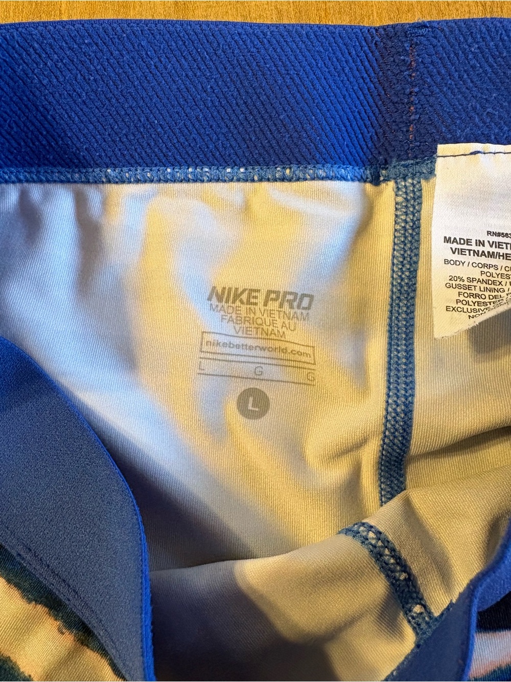 Nike Pro Girls Large Blue Stripe Compression Shorts Youth L Dri-FIT Dance Cheer - Picture 3 of 10